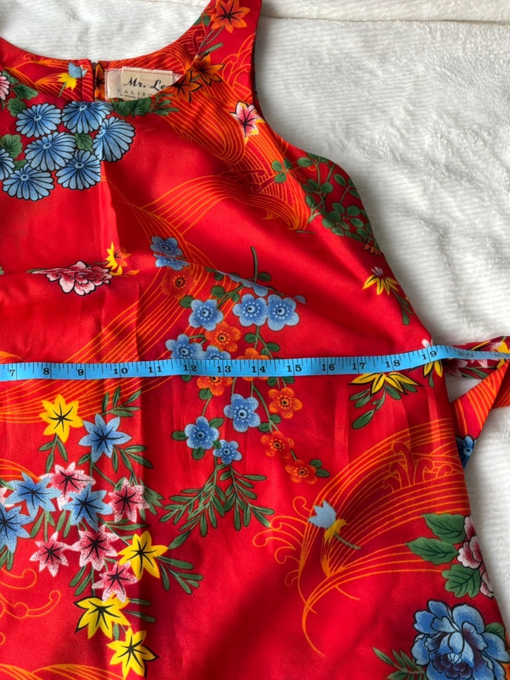 Vintage 70s Mr Lee California Hawaiian Floral Midi Sheath Dress W/Sash Size 12 - Picture 6 of 13